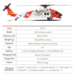 YUXIANG YXZNRC F09-S 1/47 RC Airplane 2.4G 6CH Brushless Direct Drive RC Helicopter Model - RTF Edition