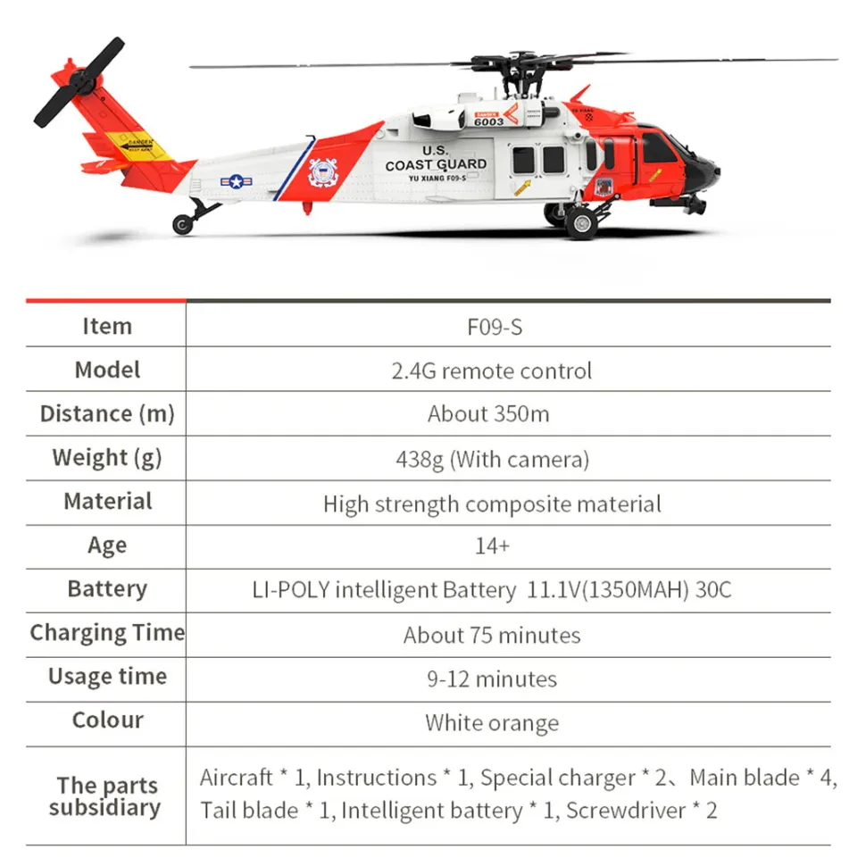 YUXIANG YXZNRC F09-S 1/47 RC Airplane 2.4G 6CH Brushless Direct Drive RC Helicopter Model - RTF Edition