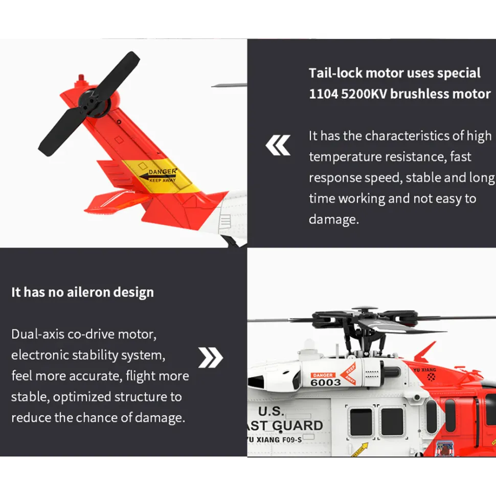 YUXIANG YXZNRC F09-S 1/47 RC Airplane 2.4G 6CH Brushless Direct Drive RC Helicopter Model - RTF Edition